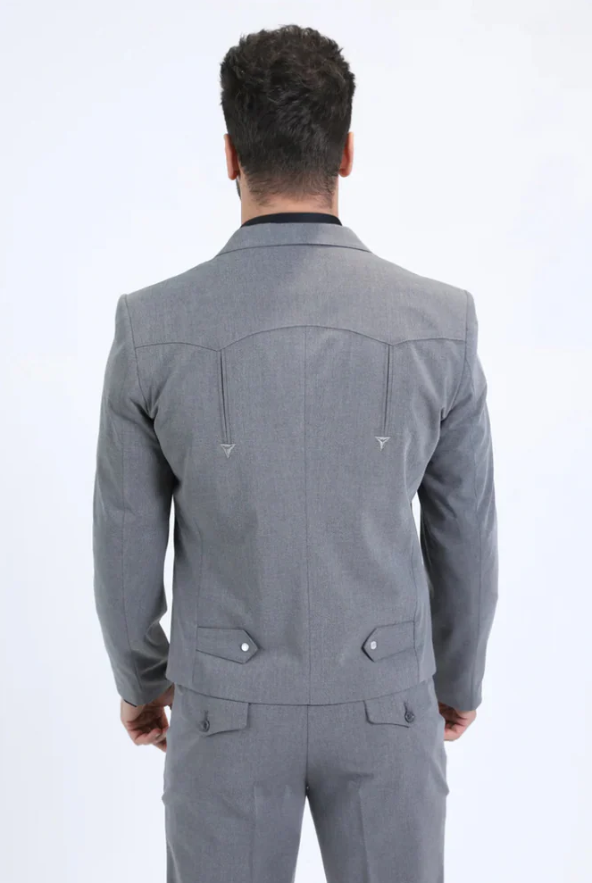 Men's Western Sport Suit - Grey - 58 Long or 58 Regular Jacket+52/54 Adjustable Pants (Fabric: poly/rayon blend)
