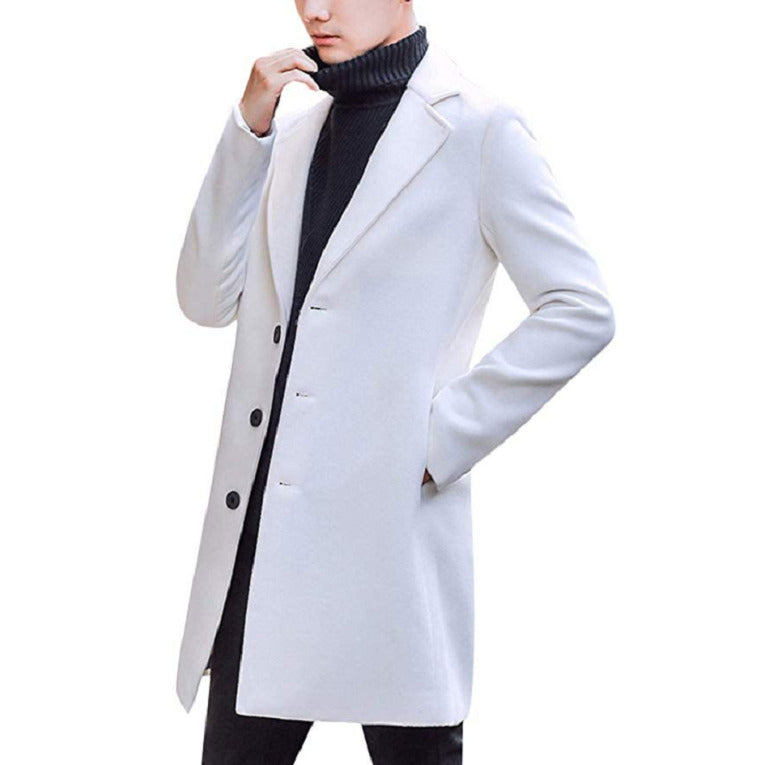 Men's White Overcoat Peacoat Wool Coat Size 38 Men's White Overcoat Peacoat Wool Coat Size 38