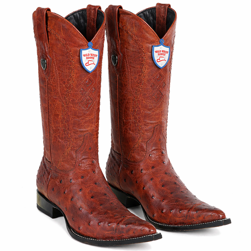 Men's Wild West Ostrich Skin 3X Toe Boots 29503-B-New Designer Collection