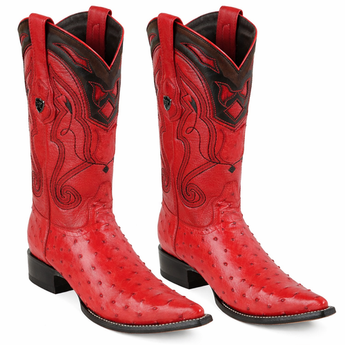 Men's Wild West Ostrich Skin 3X Toe Boots 29503-B-New Designer Collection