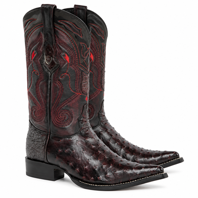 Men's Wild West Ostrich Skin 3X Toe Boots 29503-B