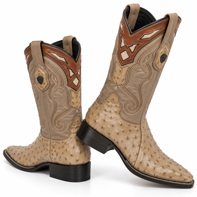 Men's Wild West Ostrich Skin 3X Toe Boots 29503-B