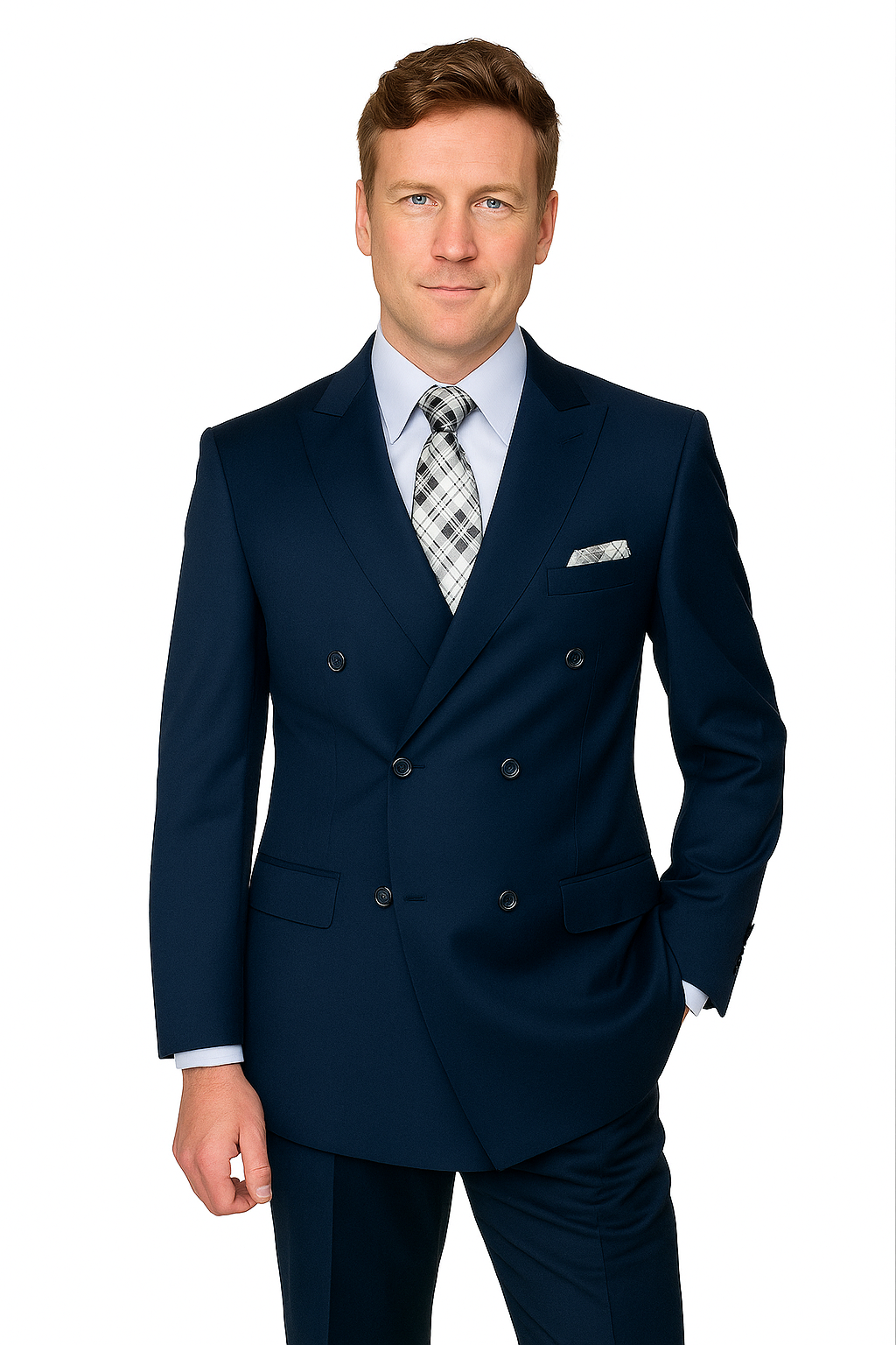 Mens Classic Wool Double Breasted Suit in Black - 38 Short Jacket+32 Waist Adjustable 28to34)(Height: 5 4 to5 7 )(Neck  15-16.5)S-M)