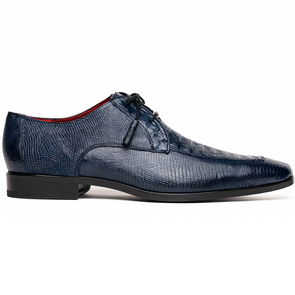 Marco Di Milano Merida Navy Lizard & Caiman Crocodile Oxfords Shoes - 8.5