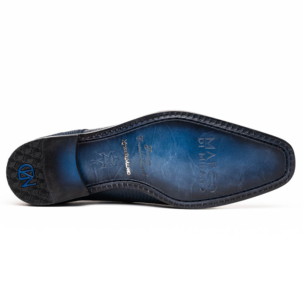 Marco Di Milano Merida Navy Lizard & Caiman Crocodile Oxfords Shoes - 8.5
