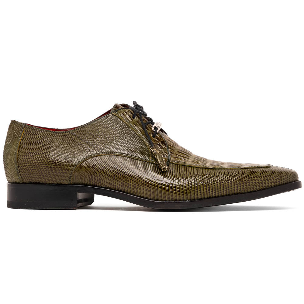 Marco Di Milano Merida Olive Green Lizard & Caiman Crocodile Oxfords Shoes - 8