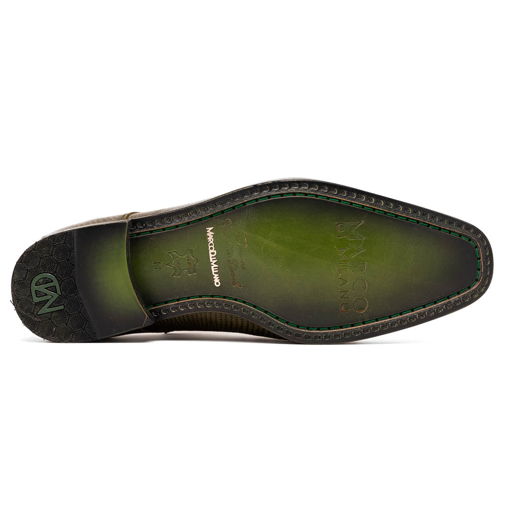 Marco Di Milano Merida Olive Green Lizard & Caiman Crocodile Oxfords Shoes - 8