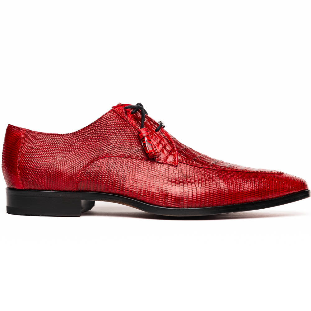 Marco Di Milano Merida Red Lizard & Caiman Crocodile Oxfords Shoes - 8