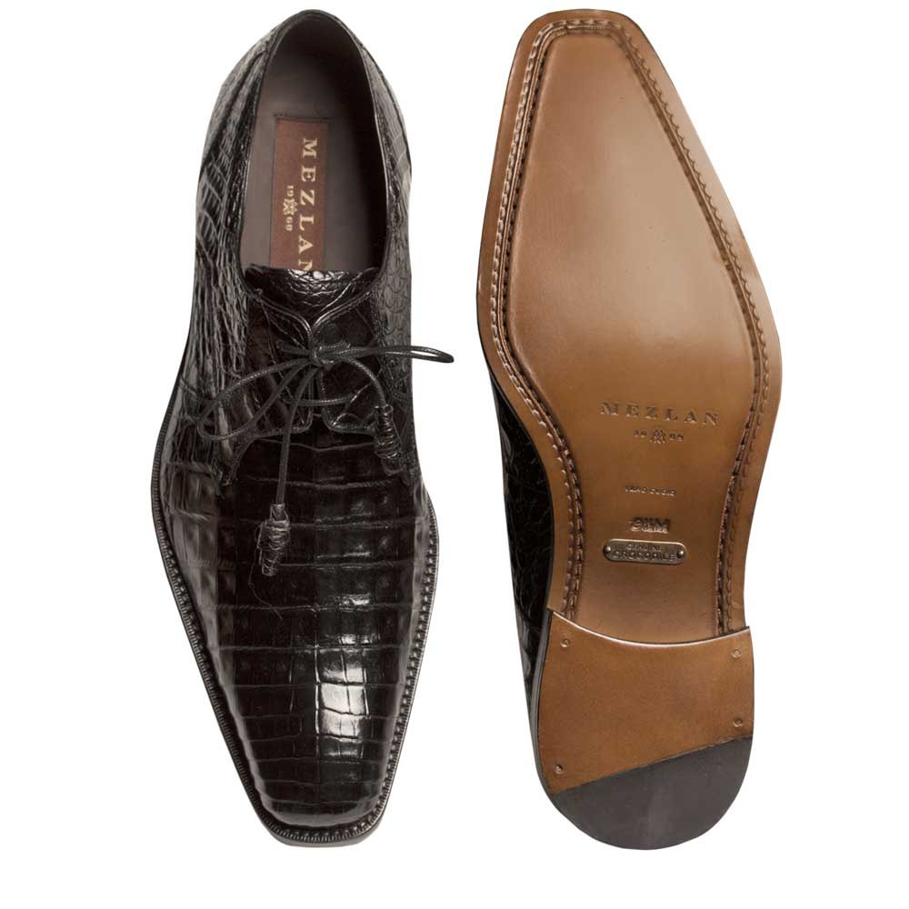 Mens Mezlan Anderson Caiman Crocodile Dress Shoe in Black - 11