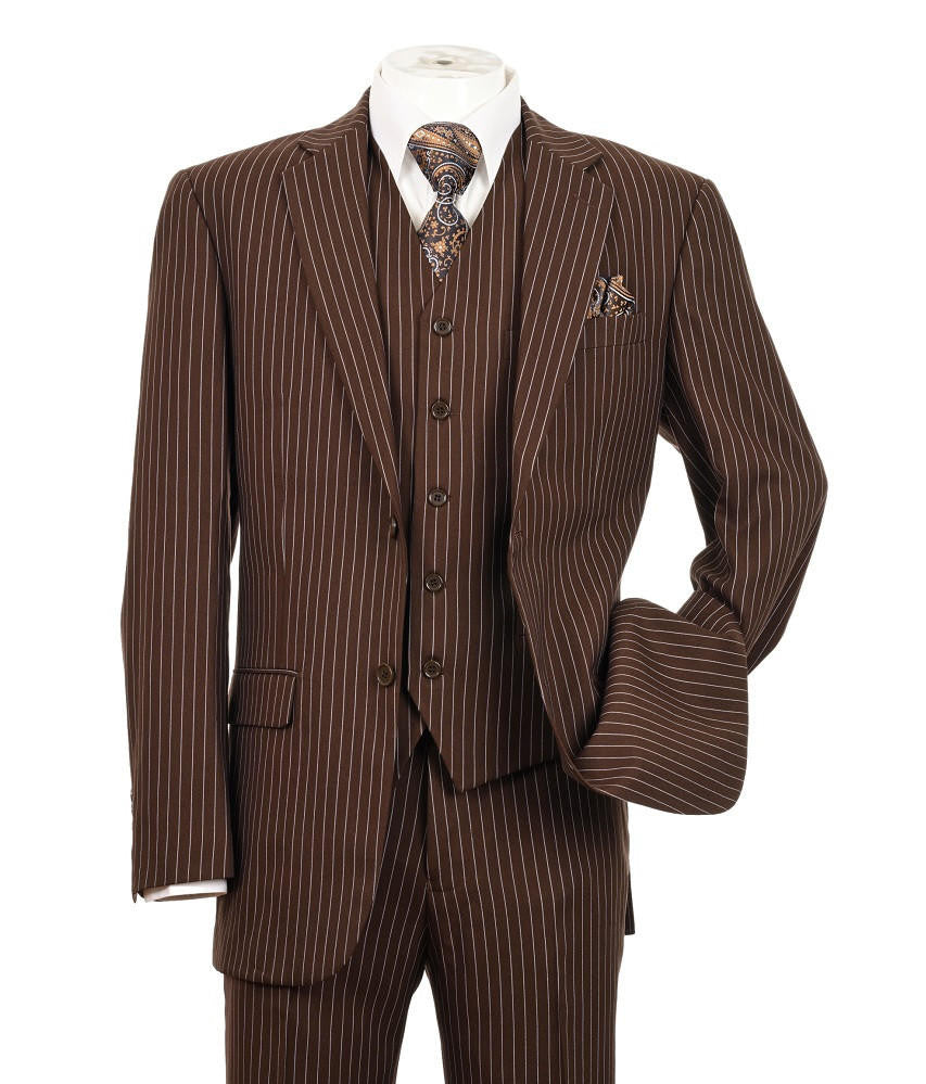 Harlem Nights Suits for Men - Milano 1920s Mens Brown Pinstripe 3 Piece Suit Regular Fit 5702V10