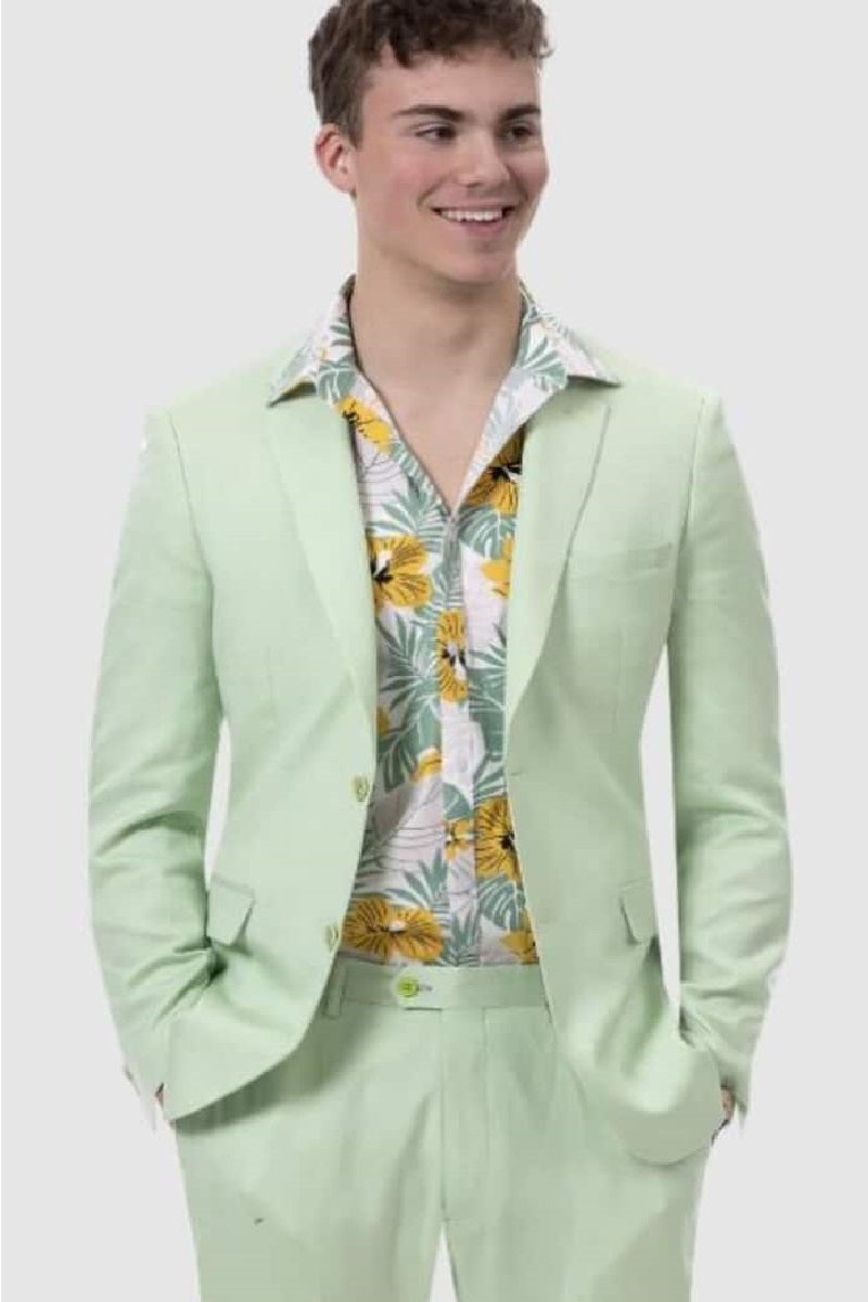 Mens Big and Tall Linen Suits - Mint Summer Fabric Suit - 38 Short Jacket+32 Waist Adjustable 28to34)(Height: 5’4”to5’7”)(Neck 15-16.5)S-M)ggg