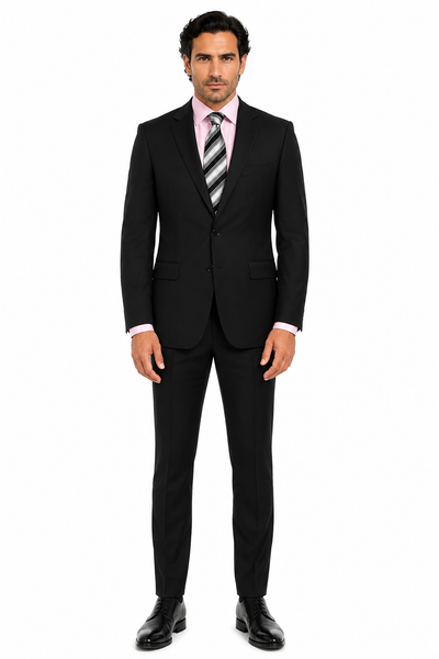 Mix and Match Suits Solid Black Quality Suit Separates, Total Comfort Any Size Jacket&Any Size Pants