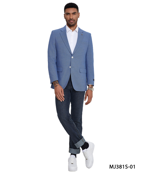 Tazio Men's Slim Fit Fashion Sport Coat - Birdseye Pattern - Plaid Blazers - XS