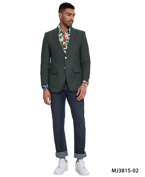 Tazio Men's Slim Fit Fashion Sport Coat - Birdseye Pattern - Plaid Blazers - XS