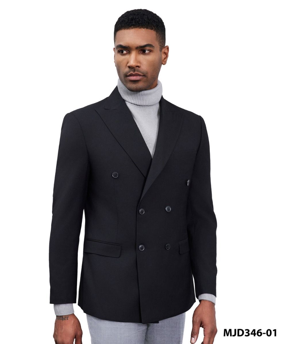 Zegarie Men's Classic Fashion Sport Coat - Double Breasted - Plaid Blazers - 34R