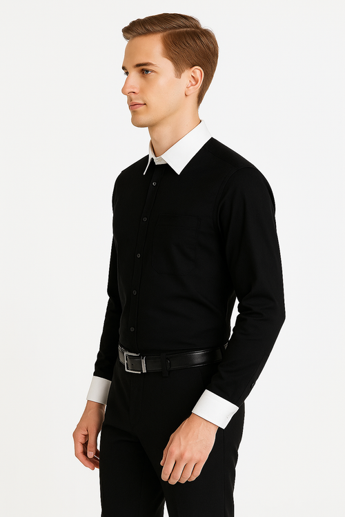 Classic Stylish Fashionable -White Collar Two Toned Contrast white collars Multi-color Men's Dress Shirt