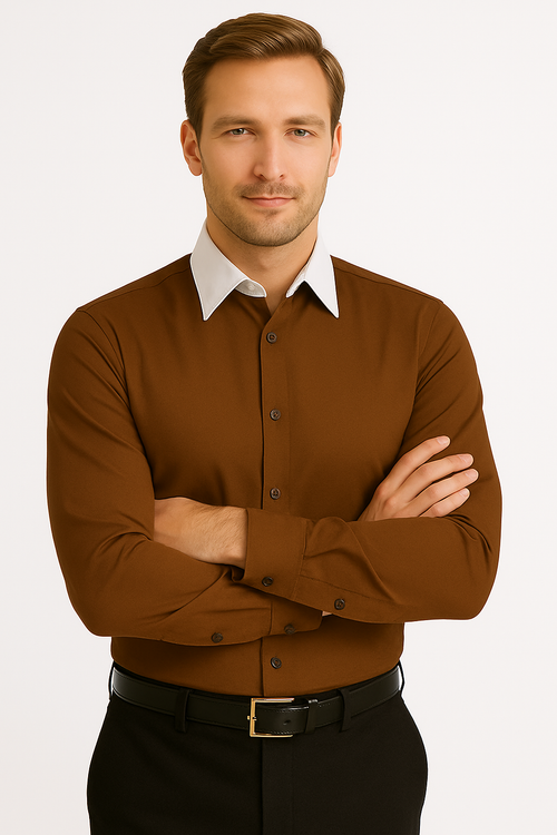 Classic Stylish Fashionable -White Collar Two Toned Contrast white collars Multi-color Men's Dress Shirt