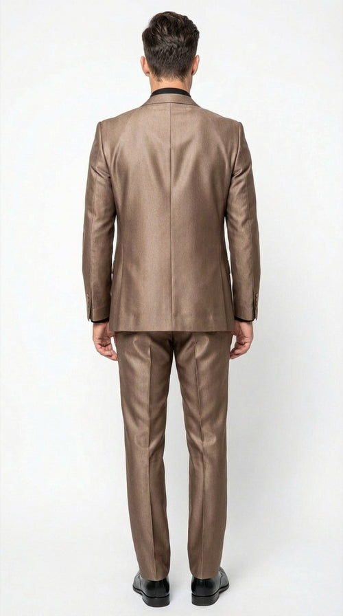 Mens Bronze Brown Mocco 3 Piece Suit Modern Formal Suit Set for Wedding, Prom and Business Events Light Brown Coffee Dark Tan