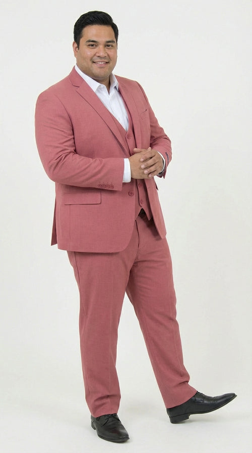 Mens Dusty Rose Three Piece Suit β Modern Formal 3PC Wedding and Prom Suit - Pink Coloe Modern Fit