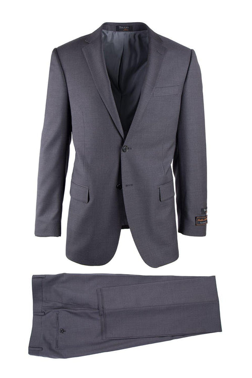 Modern Fit - Tiglio Italian Suit - Real Wool Fabric Super 150's Novello Gray, Modern Fit Suit in Color Gray