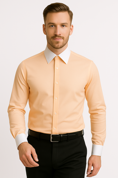 Classic Stylish Fashionable -White Collar Two Toned Contrast white collars Multi-color Men's Dress Shirt