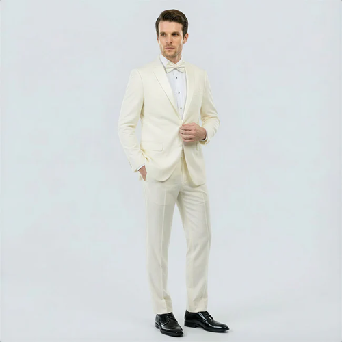 Ivory Tuxedo with Satin Notch Lapel – Wedding and Prom