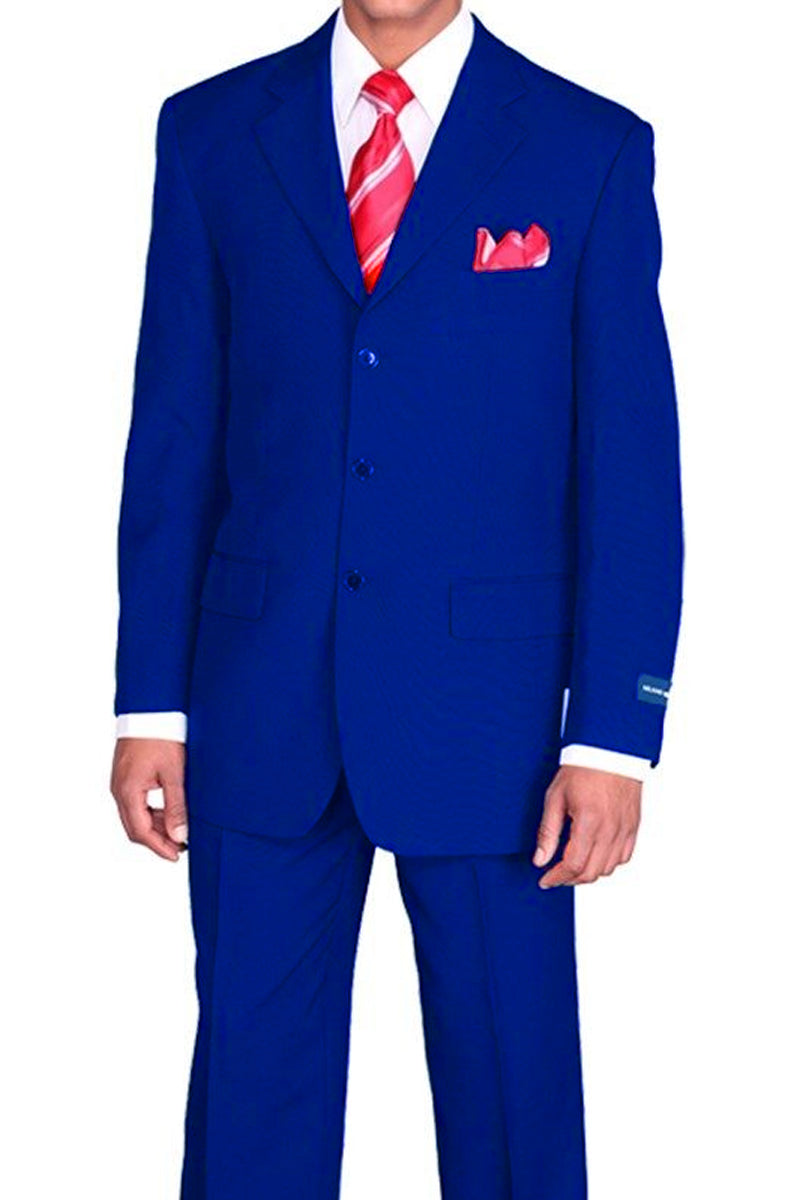 "Classic Fit Men's 3-Button Poplin Suit in Royal Blue" - 36 Regular