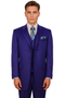 "Navy Blue Men's Shiny Tonal Stripe Fashion Suit - 4 Button Semi Wide Leg"