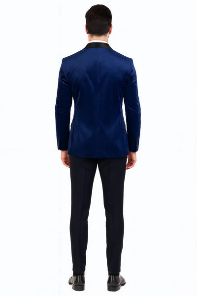 Navy Velvet Double Breasted Tuxedo Jacket Wedding & Prom