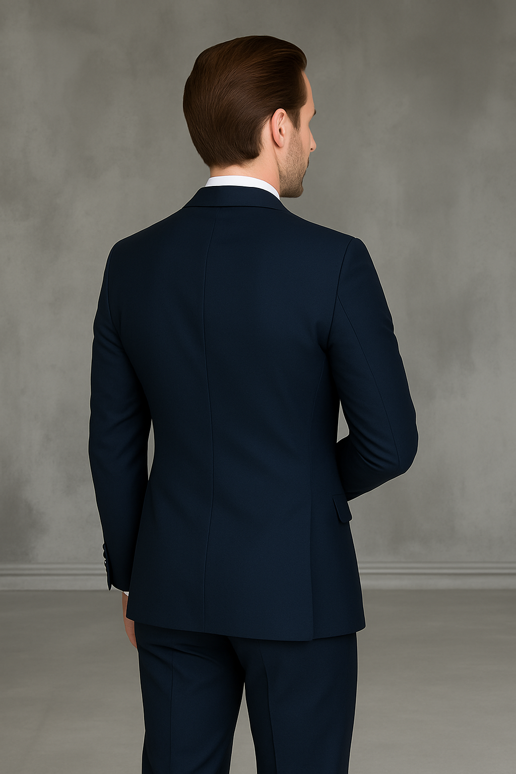 Wool Suit - Italian Made Business Suit by Statement Men's 2 Piece 100% Wool Modern Fit Suit - Subtle Texture - 38R