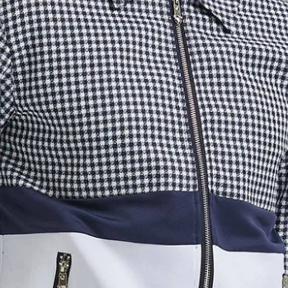 Walking Suit - Mens Houndstooth 2pc Navy Tracksuit - XS