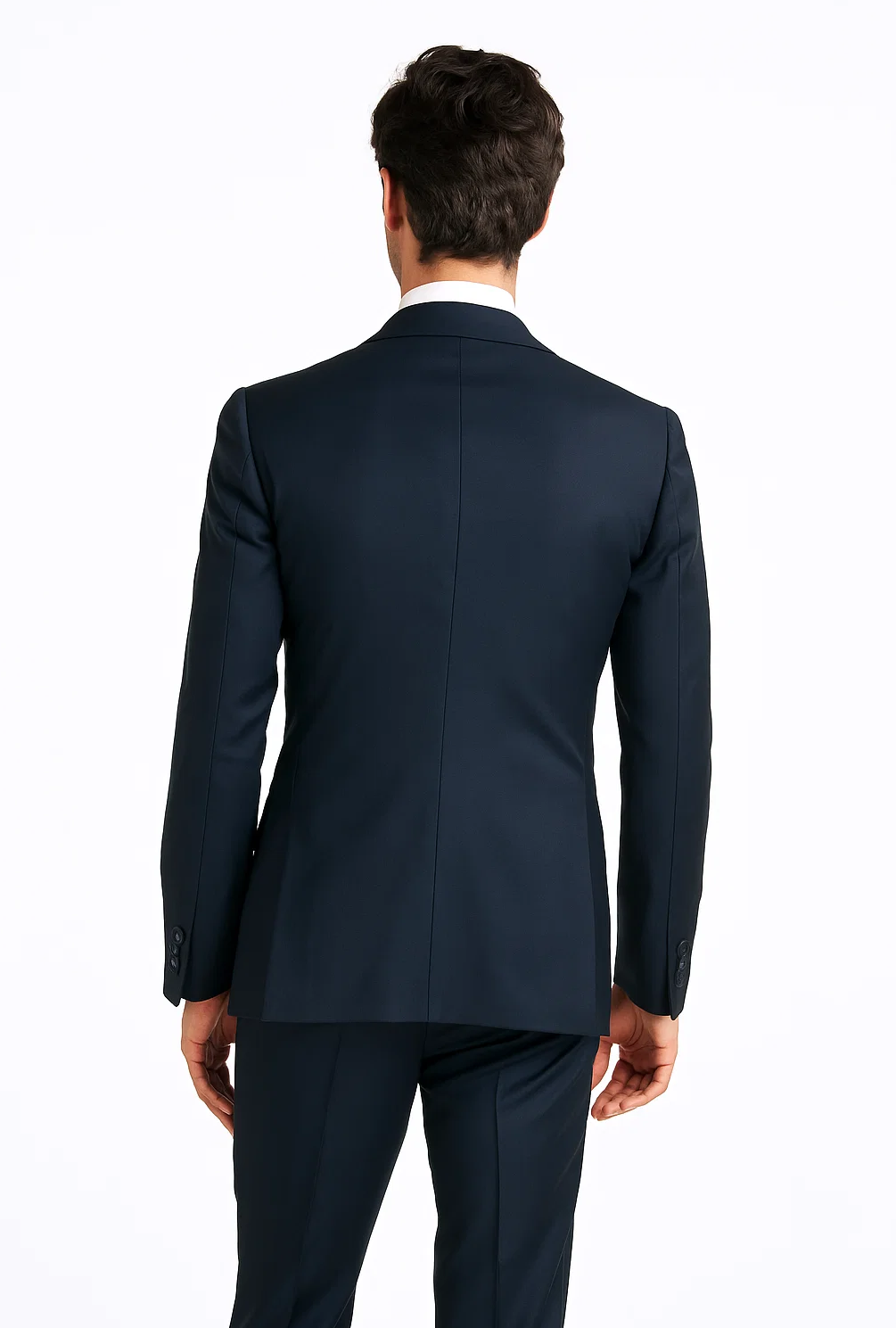 Suits With Baggy Pleated Pants - Wide Leg Pants 100% Wool - Classic Fit in Navy Single Breast Lapel by Rossiman - 38 Regular