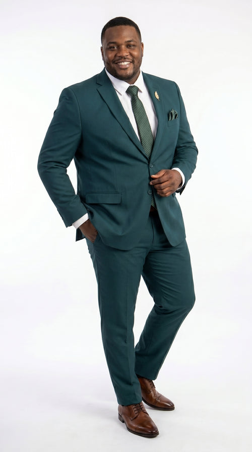 Men’s Teal Green 2 Button Wedding Suit with Matching Pants, Formal Prom Dress Suit
