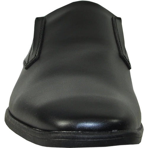 Bravo Mens Plain Pointy Square Toe Dress Loafer in Black - Men's Dress Shoes