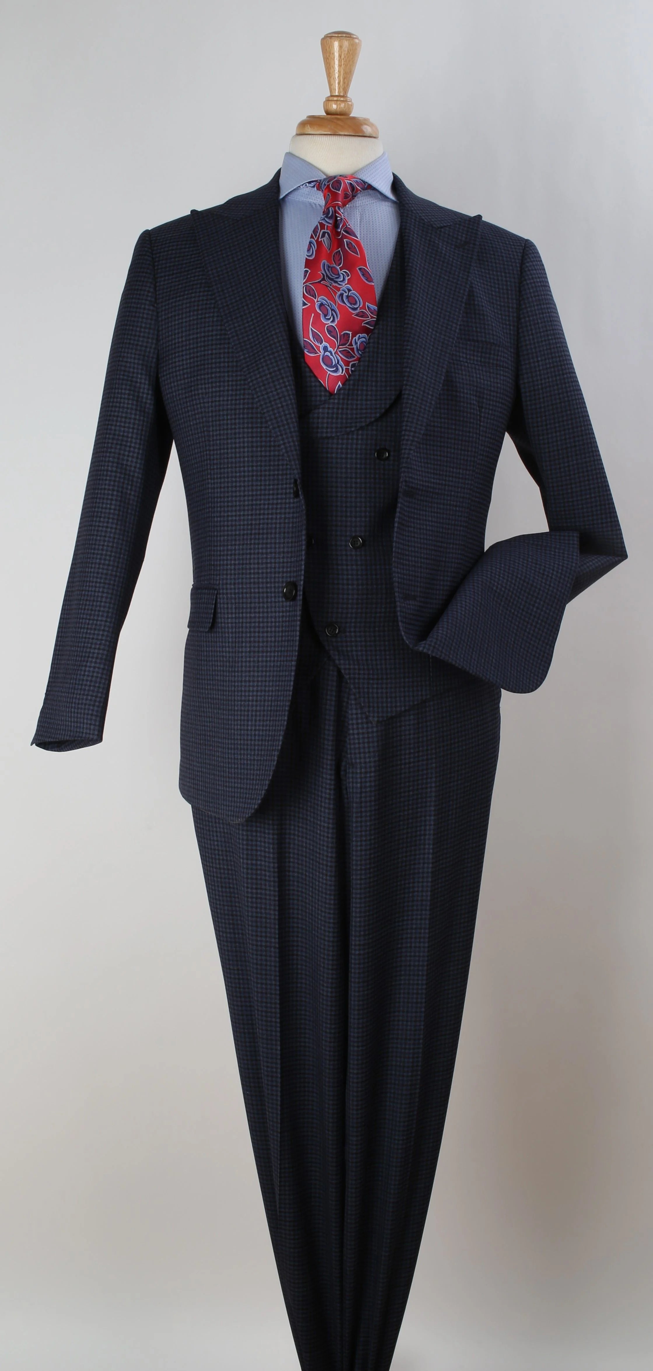 Apollo King Men's Wool Fashion Suit Flat Front Pants 3pc Set - 38 Short Jacket+32 Waist Adjustable 28to34)(Height: 5 4 to5 7 )(Neck 15-16.5)S-M)