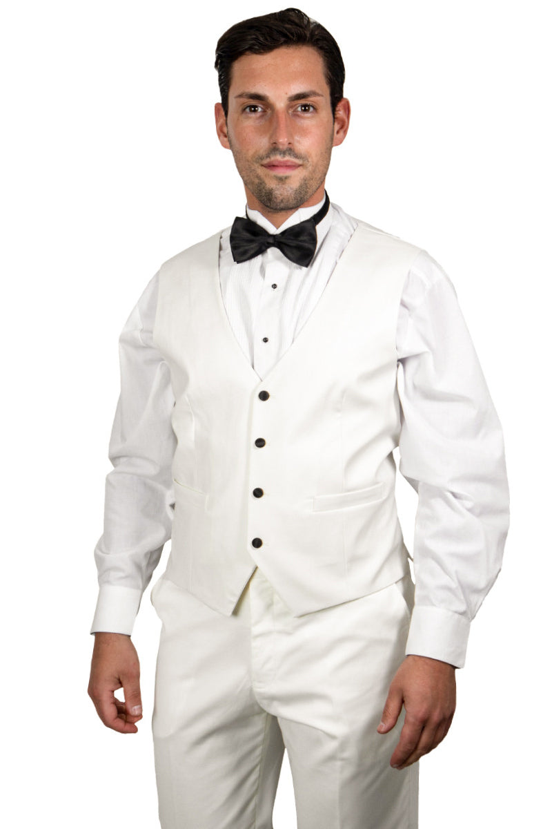 "Stacy Adams Men's Ivory Tuxedo - Vested One Button Shawl Lapel"