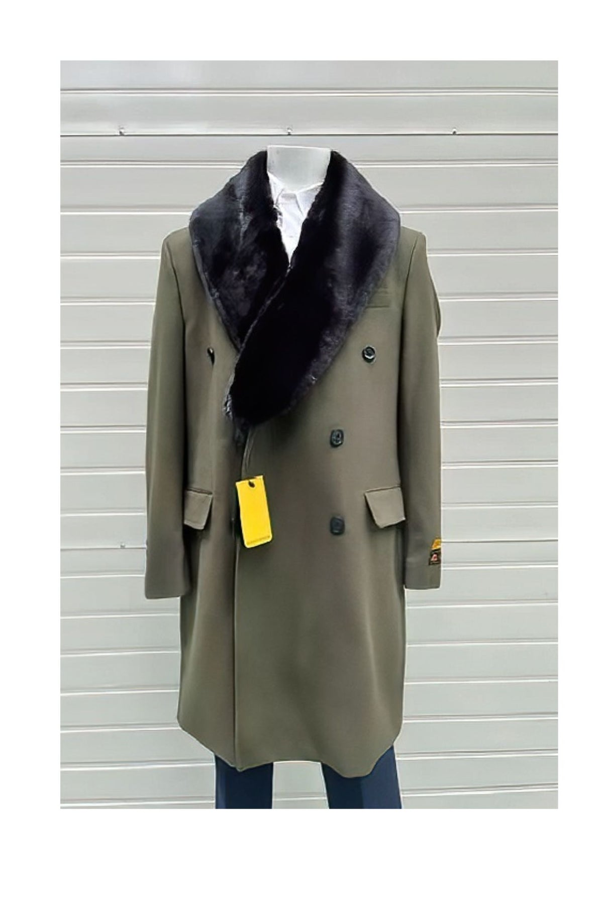Olive Green Peacoat Double Breasted Overcoat - Wool And Cashmere Peacoat - Topcoat