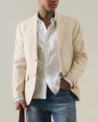 Men’s Light Tan Sport Coat – Classic Two-Button Casual Blazer for Business, Weddings & Smart Casual Wear Modern Fit Linen Fabric