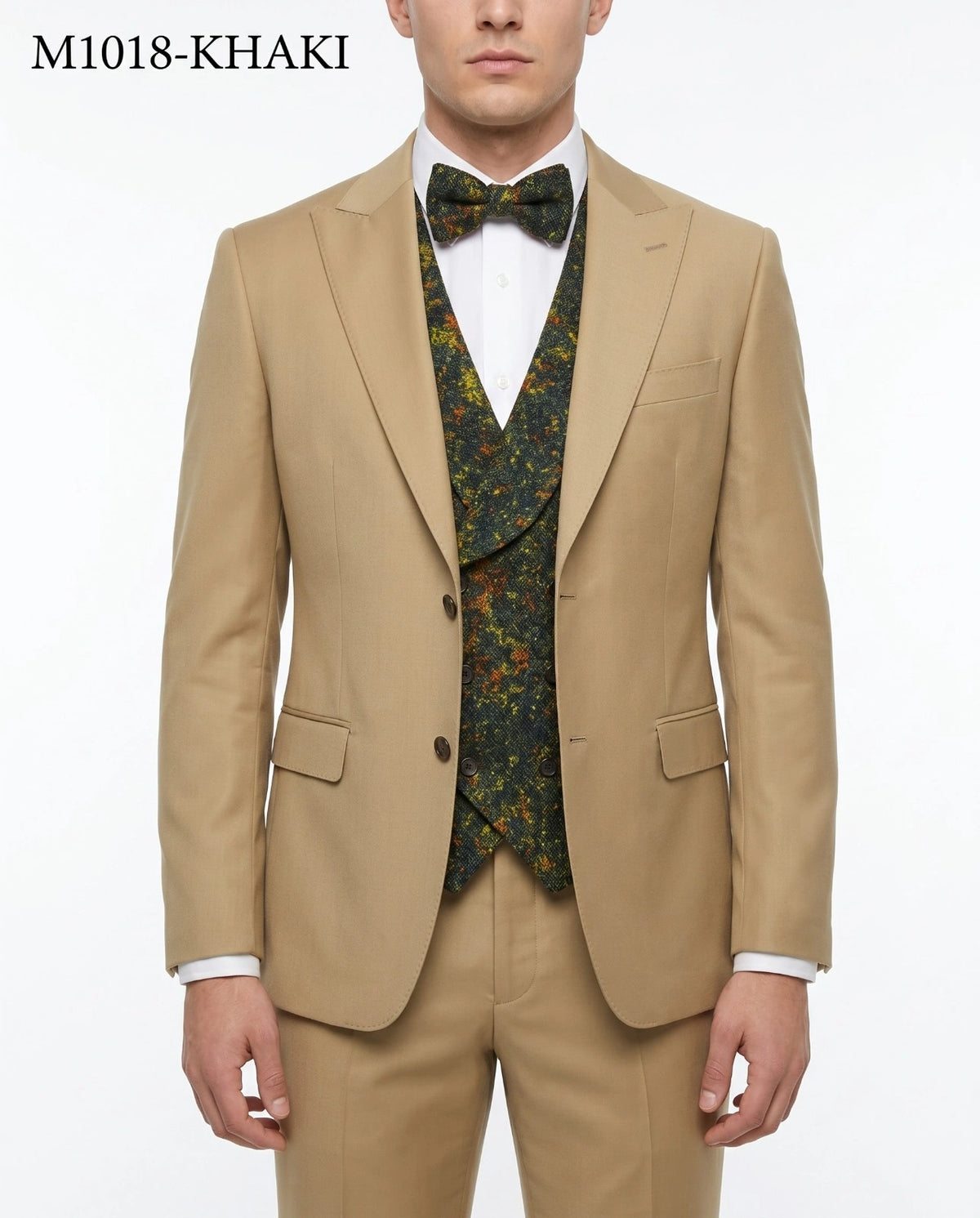 Menās Khaki 3 Piece Suit with Patterned Vest, Great Gatsby Inspired Formal Suit for Weddings, Mardi Gra in Tan Camel Color