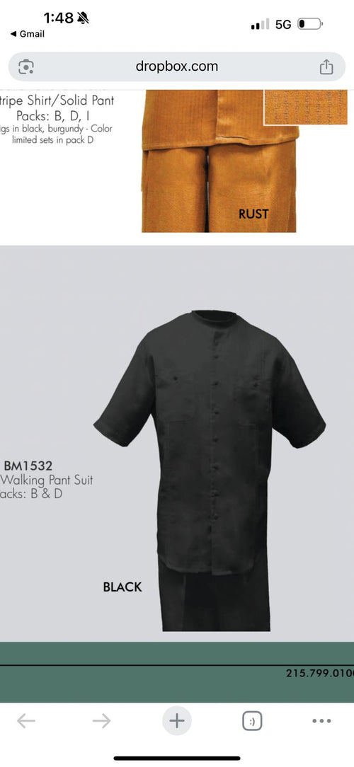 Mens Black Banded Collar Walking Suit Short Sleeve Shirt and Matching Pants Banded Collar Linen Fabric