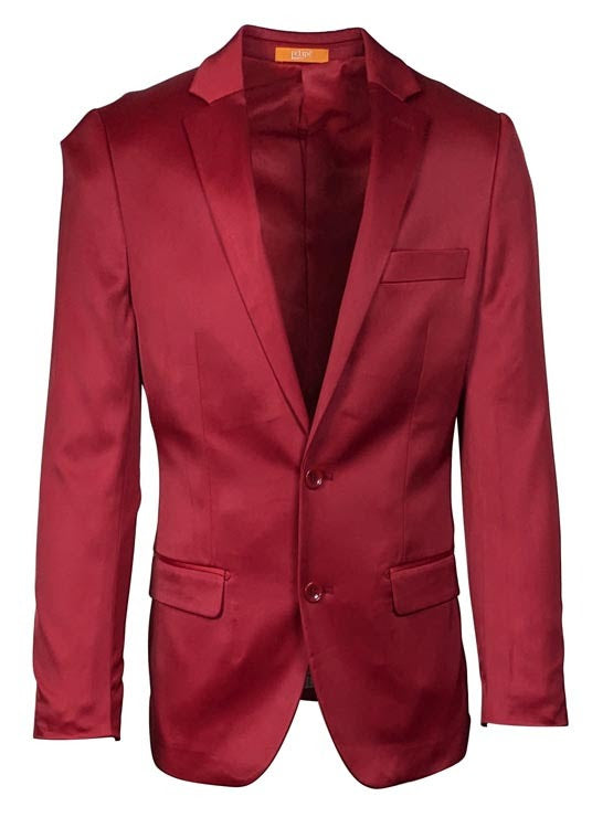 Premium Men's Burgundy Satin Slim Fit Blazer – Elegant Party & Wedding Suit Jacket in Maroon Wine Color - 36 Short