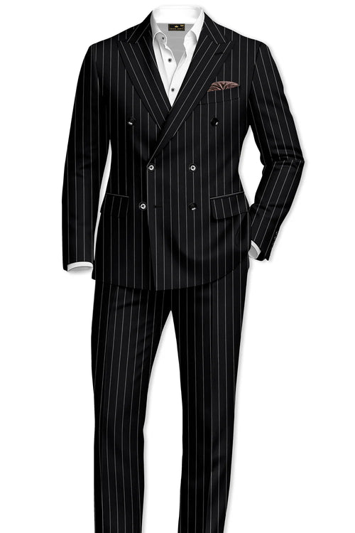 Men's Black Pinstripe Tuxedo Suit – Classic & 1920s Gangster Formal Wear Vintage 1940s 1930s Look