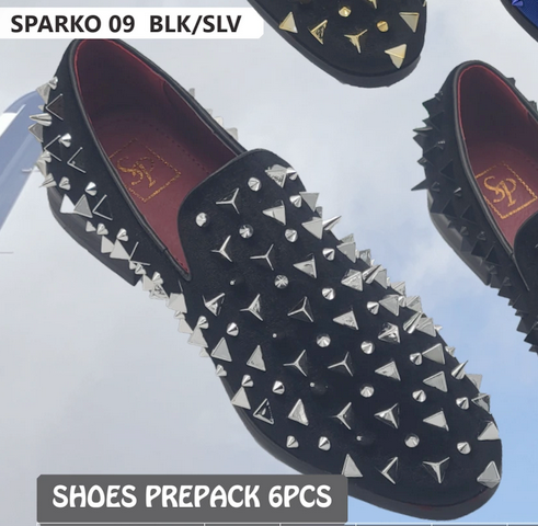 Men’s Black Studded Loafers with Silver Spikes – Luxury Slip-On Dress Shoes for Parties and Formal Events