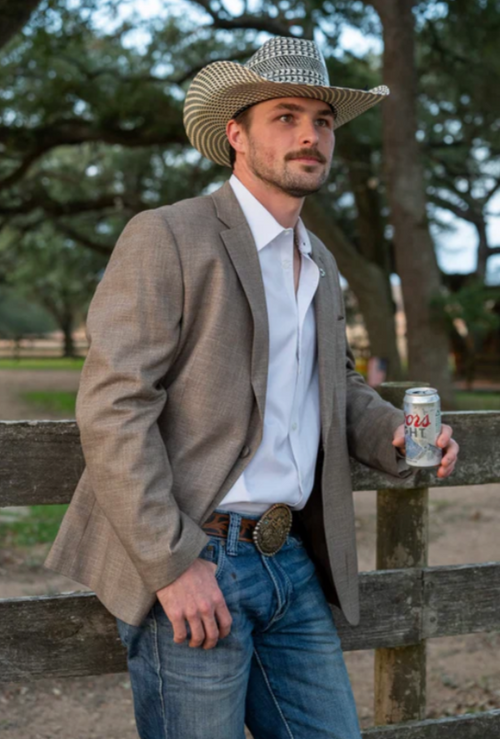 Men’s Dark Tan Taupe Light Brown Western Cowboy Blazer – Classic Country Style Jacket for Wedding, Casual Country Jacket Textured