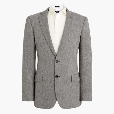 Men’s Light Grey & Black Herringbone Western Blazer – Cowboy Sport Coat Jacket