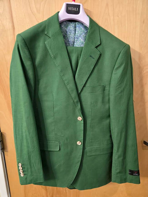 Men’s Emerald Green Suit Set – Lightweight Summer Blazer and Pants, Casual Formal Summer Suit, Breathable Wedding Party Outfit