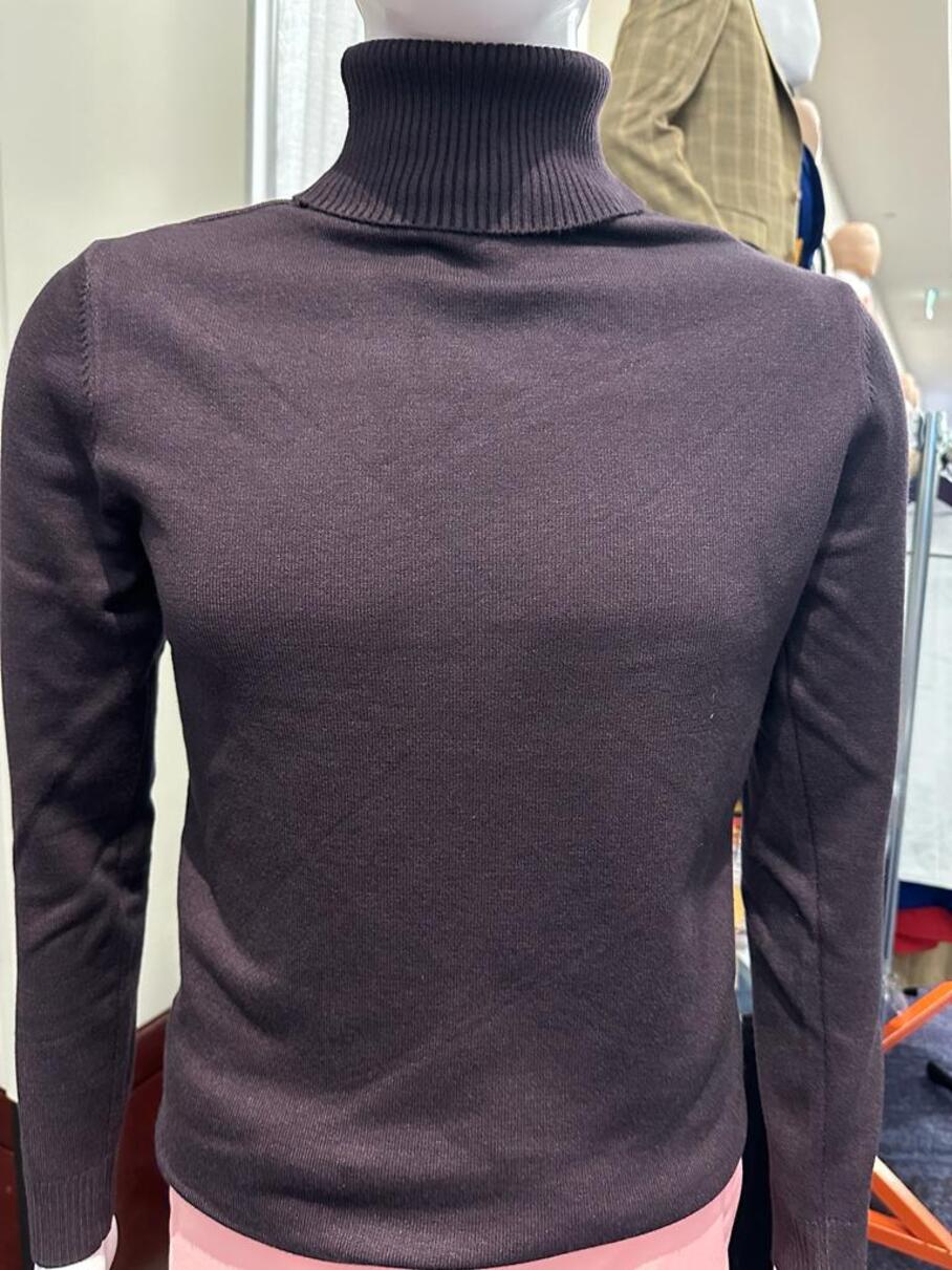 Men's Brown Turtleneck Sweater – Classic Slim Fit Knit Pullover for Fall and Winter - S