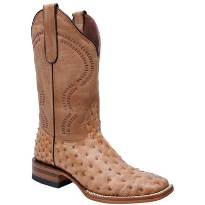 Mens White Diamond Boot Oryx Ostrich Print Boots Square Toe