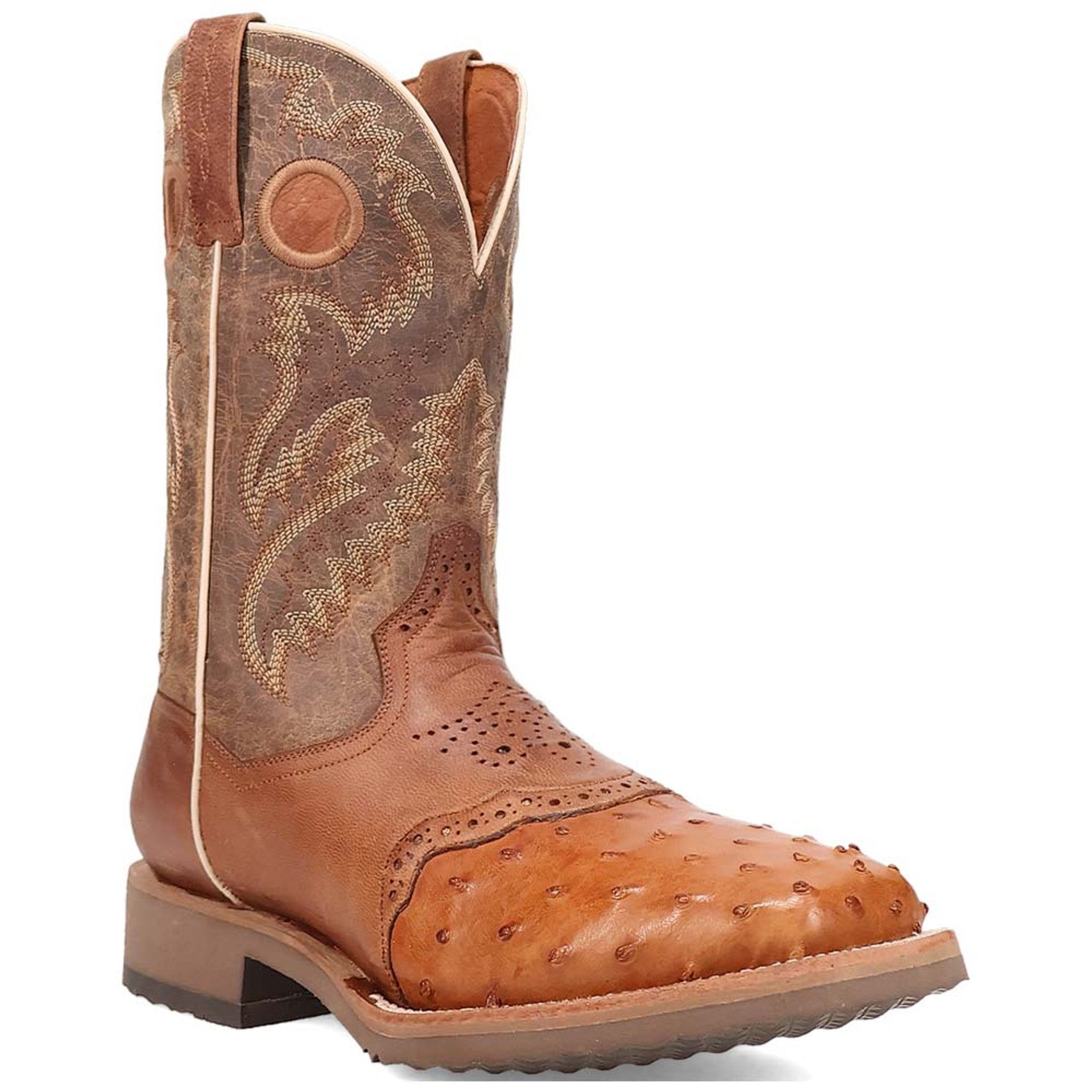 Dan Post Martel Tan/Brown Ostrich Leather Western Boots - 7D