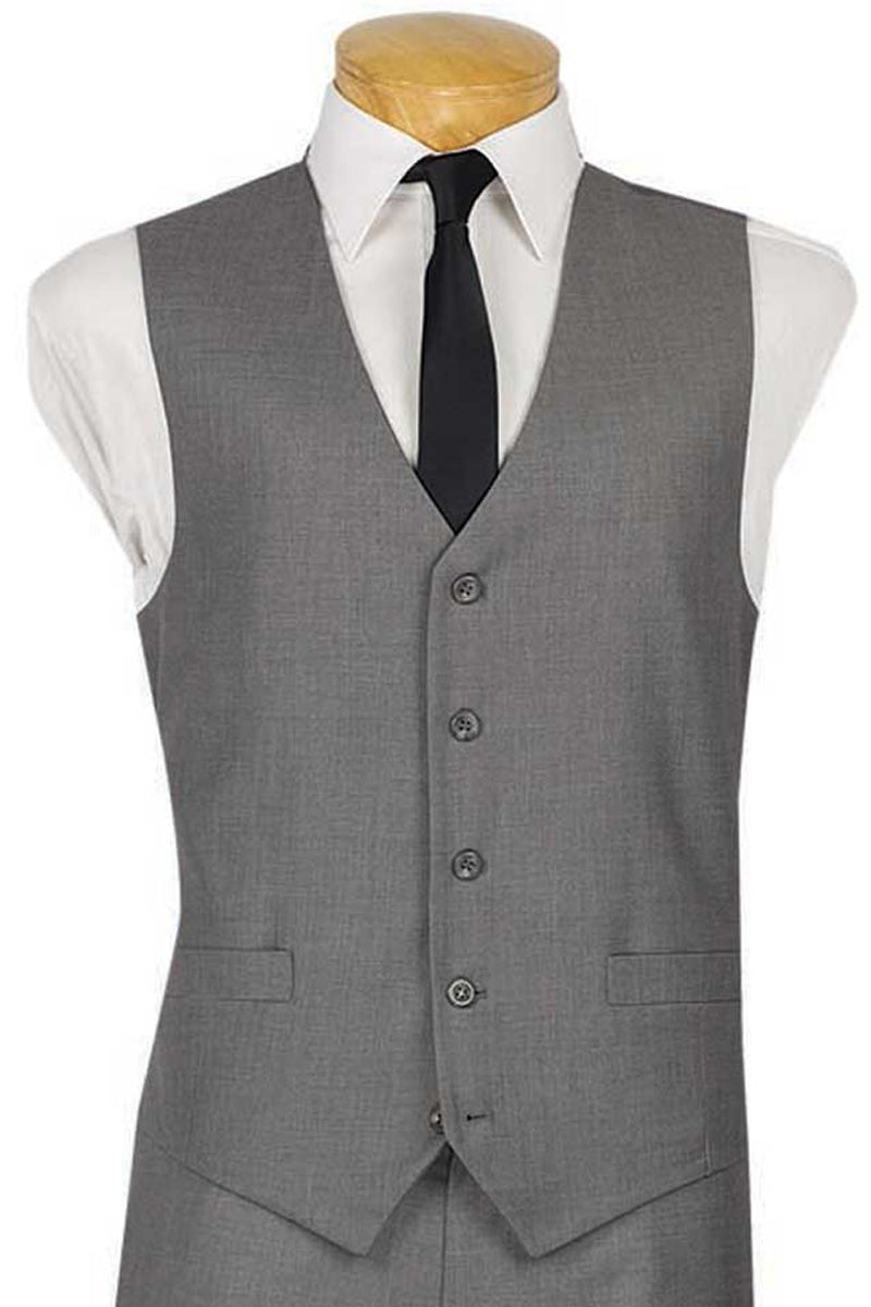 Mens Classic 5 Button Suit Vest in Grey - M
